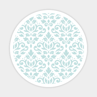 Scroll Damask Pattern Duck Egg Blue on White Magnet